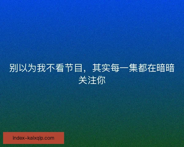 别以为我不看节目，其实每一集都在暗暗关注你
